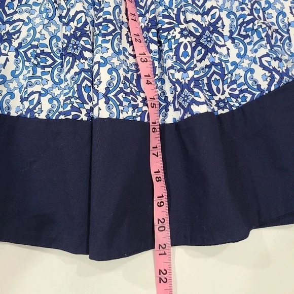 Milly Design Nation Skirt Womens Medium Blue Floral Side Zip Cotton Blend - Picture 5 of 7